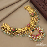 Half Moon with Floral Kundan Short Neckpiece (Gn1266)