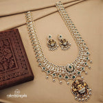 Mahalakshmi Shimmering Long Neckpiece with Earrings (Gn1274)