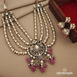 Pinkish Elephant Moissanite Neckpiece with Earrings (Gn1275)