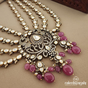 Pinkish Elephant Moissanite Neckpiece with Earrings (Gn1275)