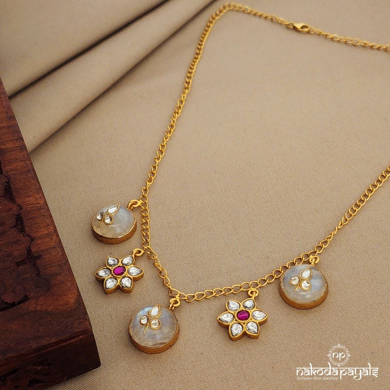 Moonstone with Kundan Long Neckpiece (Gn1284)