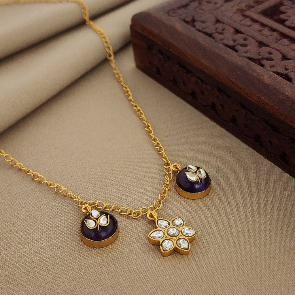 Amethyst with Kundan Floral Long Neckpiece (Gn1298)