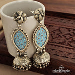 Peacock Blue Painted Jhumka (J5554)