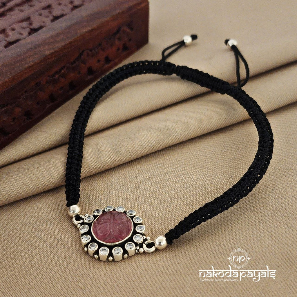 Pinkish Floral Nazariya Thread Anklet (NZ0674)