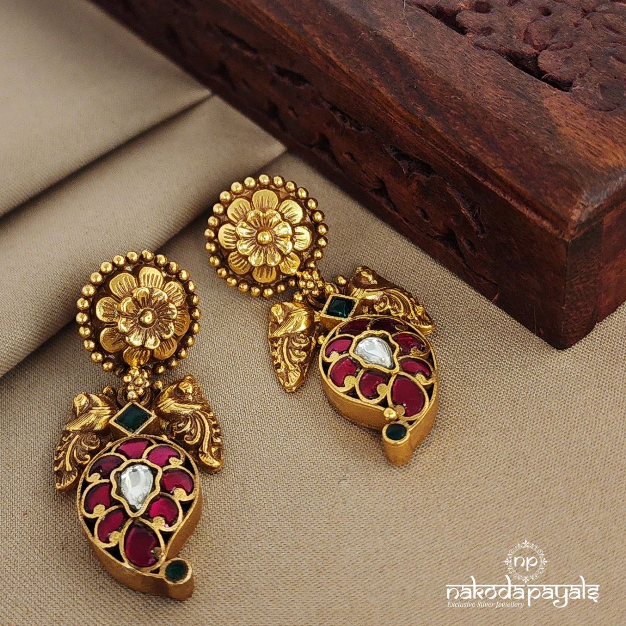 Floral Kundan Mango Chandbali (Ge7462)