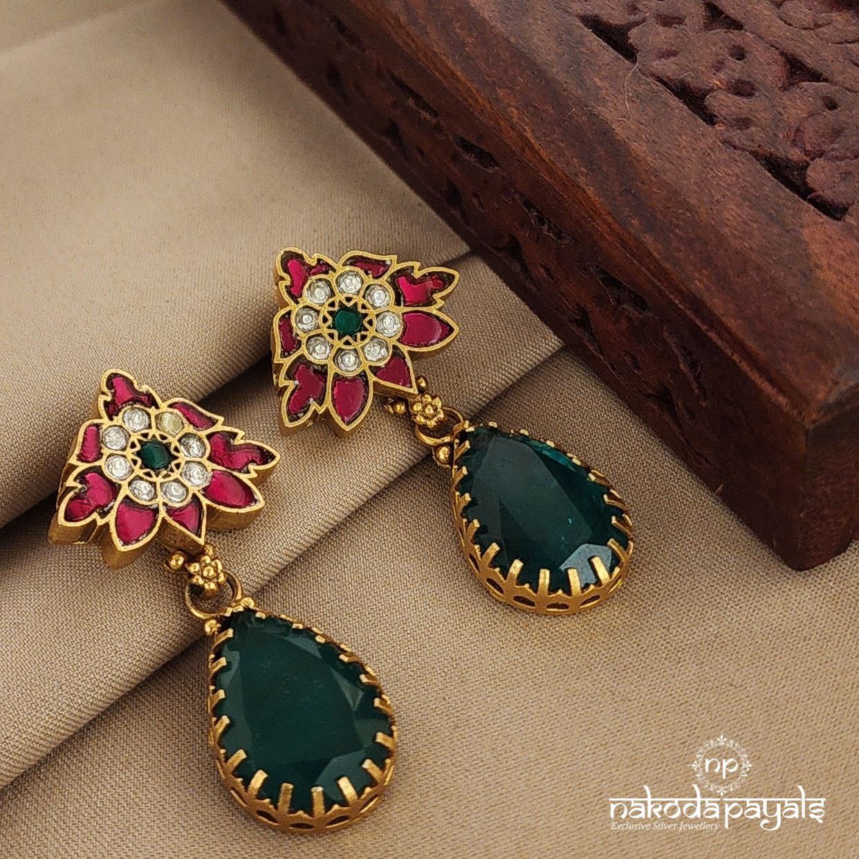 Emerald Kundan Chandbali (Ge7465)