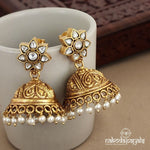 White Floral Kundan Jhumka (Ge7472)