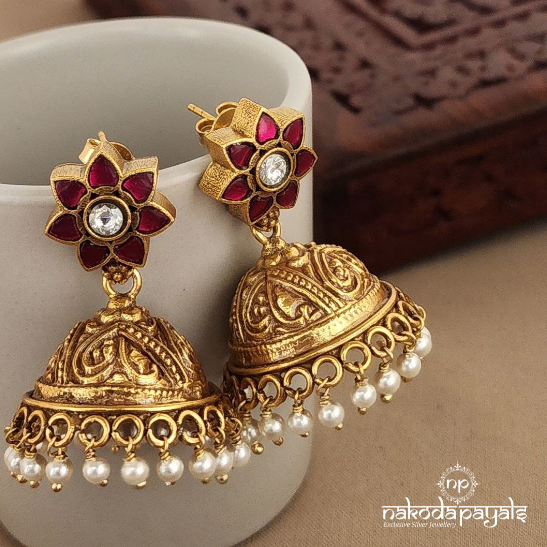 Kundan Floral Jhumka (Ge7473)