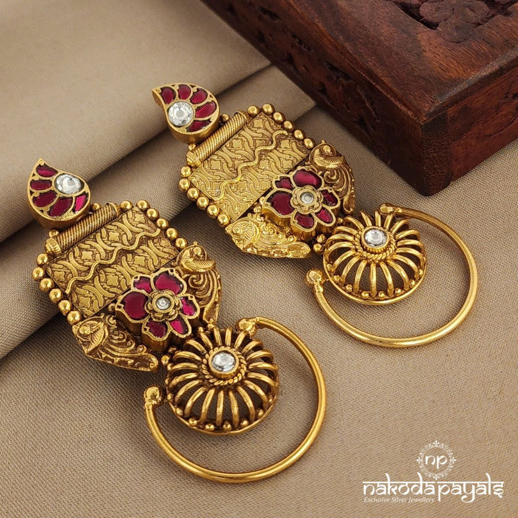 Mini Mango Kundan Floral Chandbali (Ge7482)