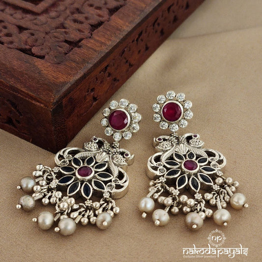 Blue Floral Chandbali (C7692)