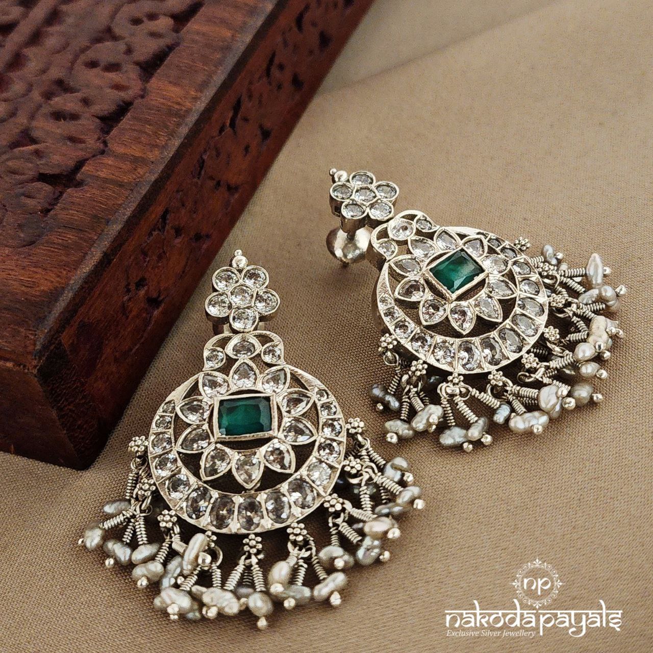 Half Moon with Greeny Floral Chandbali (C7693)