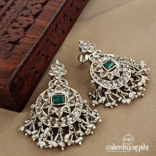 Half Moon with Greeny Floral Chandbali (C7693)
