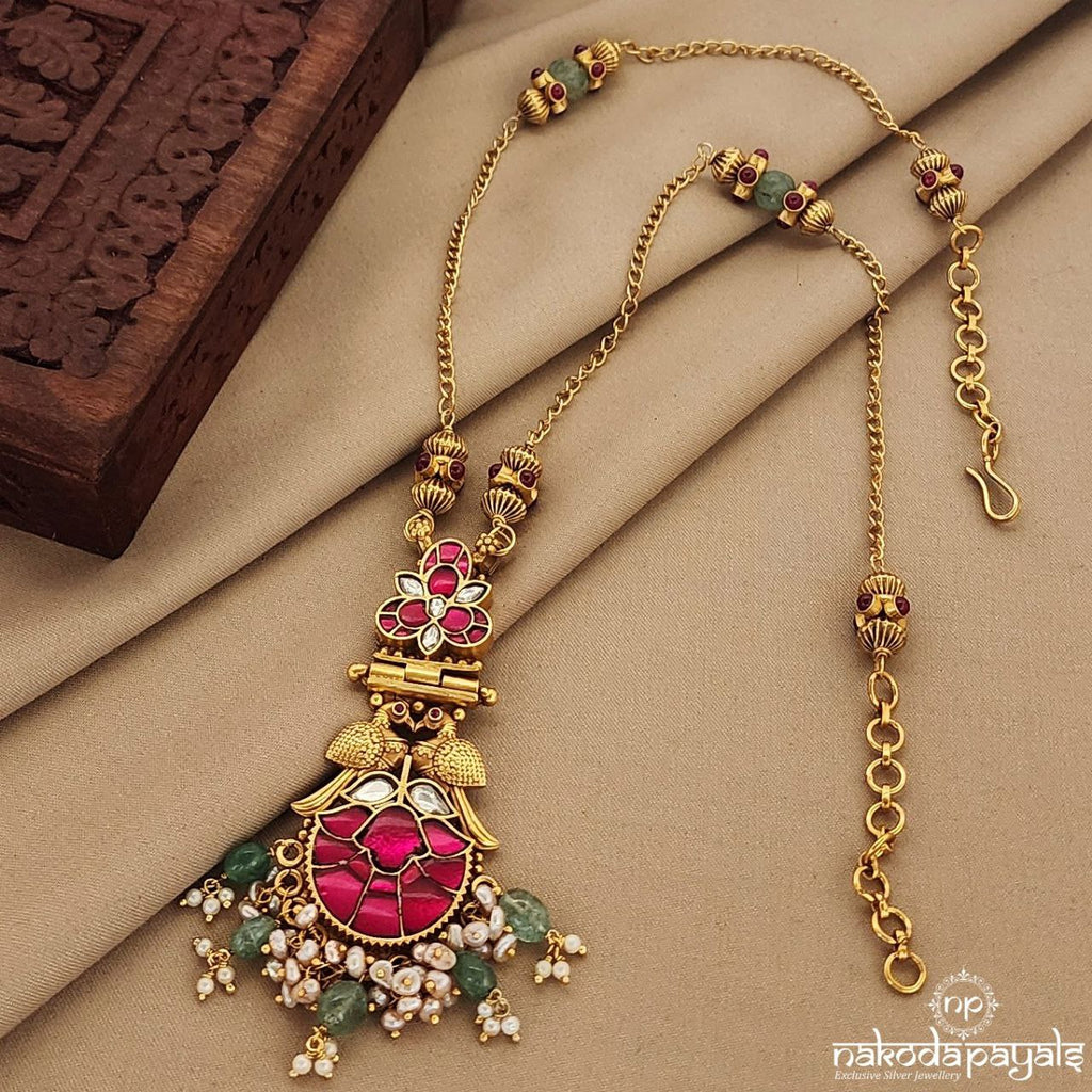 Kundan Floral with Peacock Long Neckpiece (Gn1323)