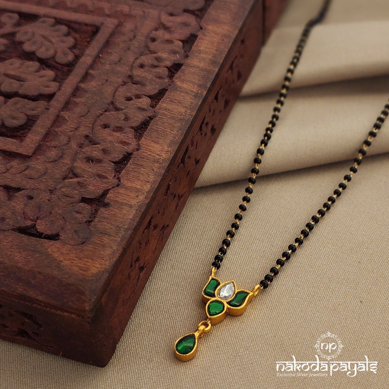 Greeny Kundan Lotus Mangalsutra (Ms0505)