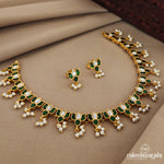 Greeny Kundan Lotus Short Neckpiece with Earring (Gn7002)