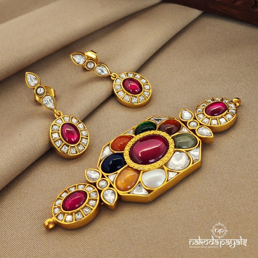 Navarathna Floral Kundan Choker (Gn7004)