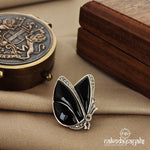 Black Onyx with Marcasite Butterfly Brooch (St2486)