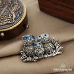 Owl Family Marcasite Brooch (St2494)