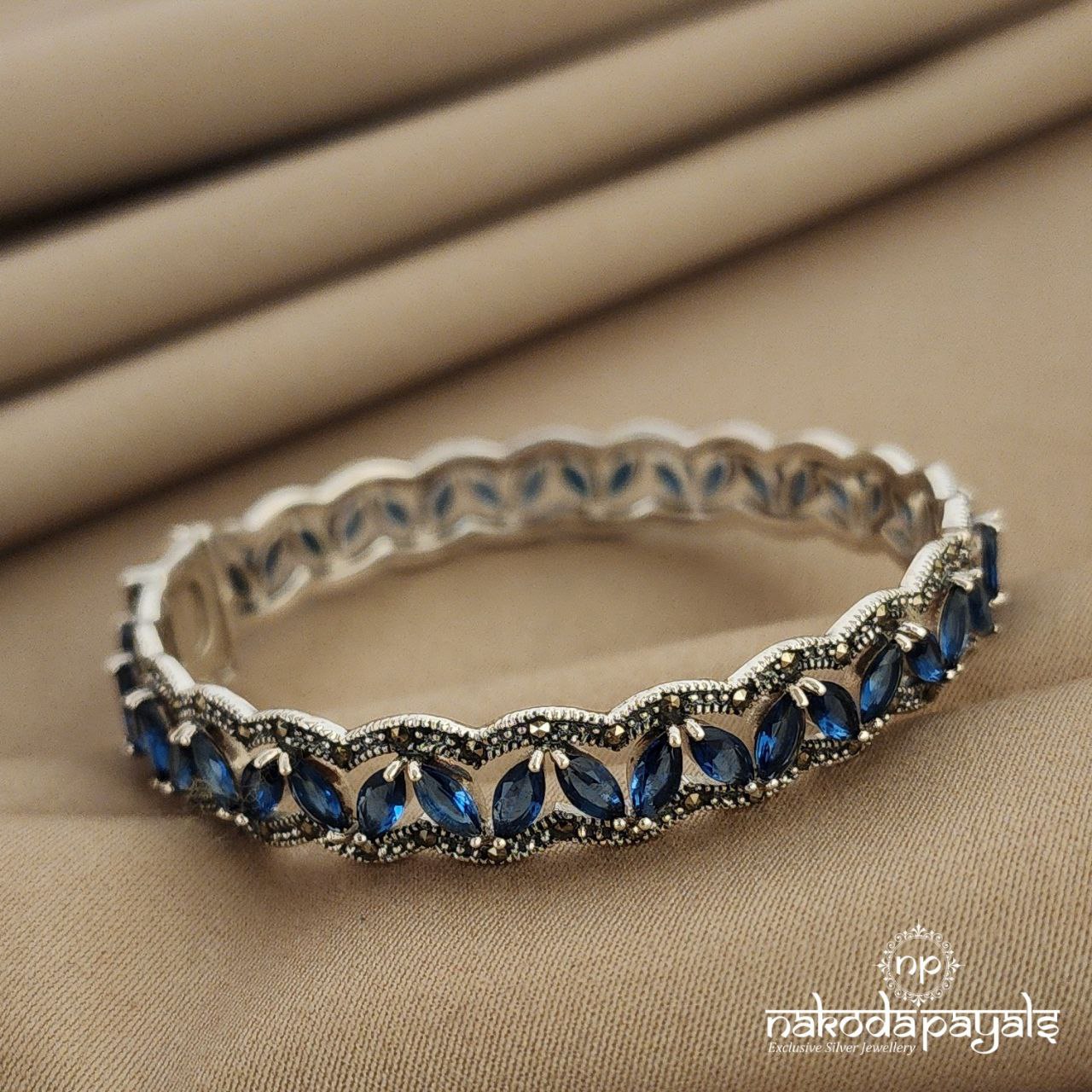 Blue Leafy Marcasite Openable Kada single (K4612)