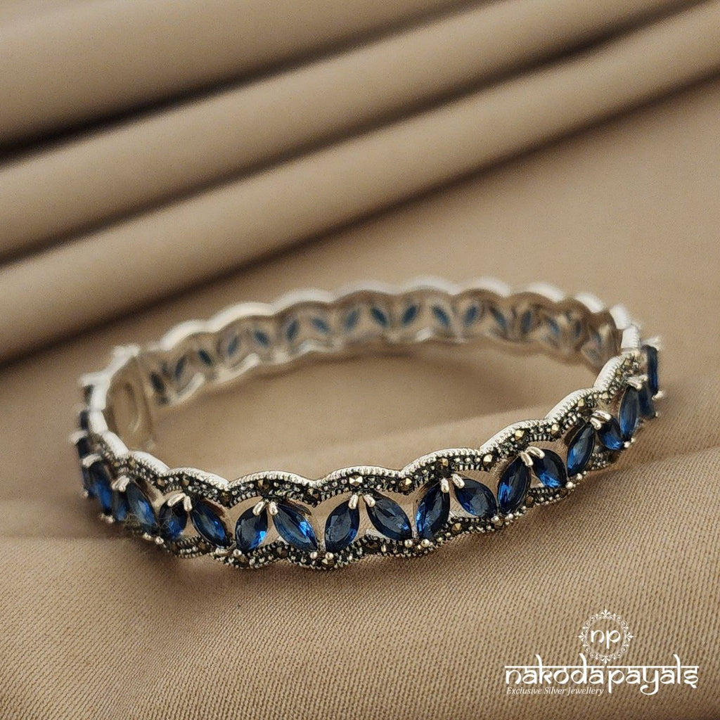 Blue Leafy Marcasite Openable Kada single (K4612)