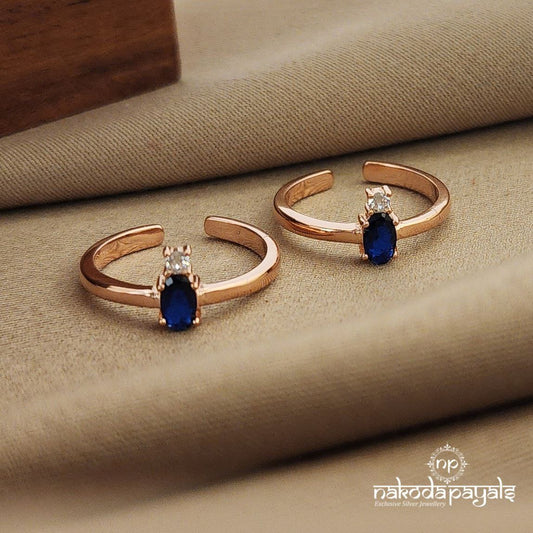 Blue Drop Rosegold Toe Ring (T4013)