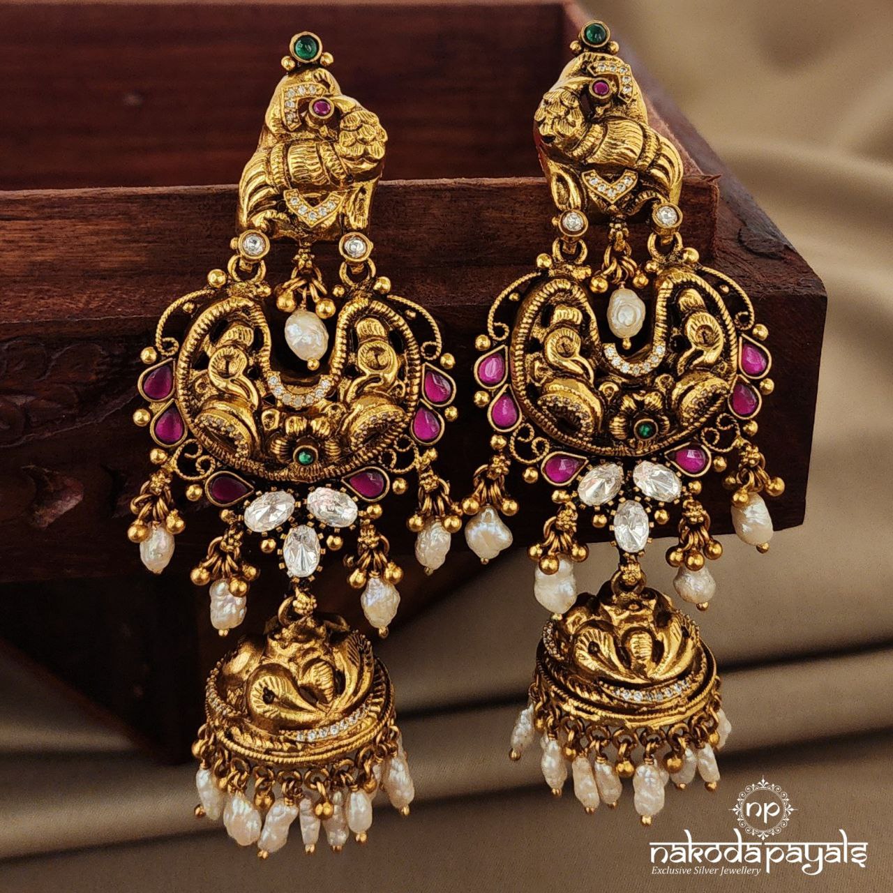 Pleasing Moissanite Chandbali Jhumka (Ge7558)