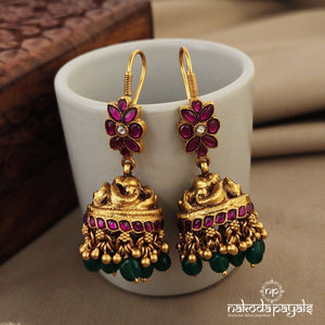 Green Gorgeous Floral Jhumka with Hangings (Ge7560)