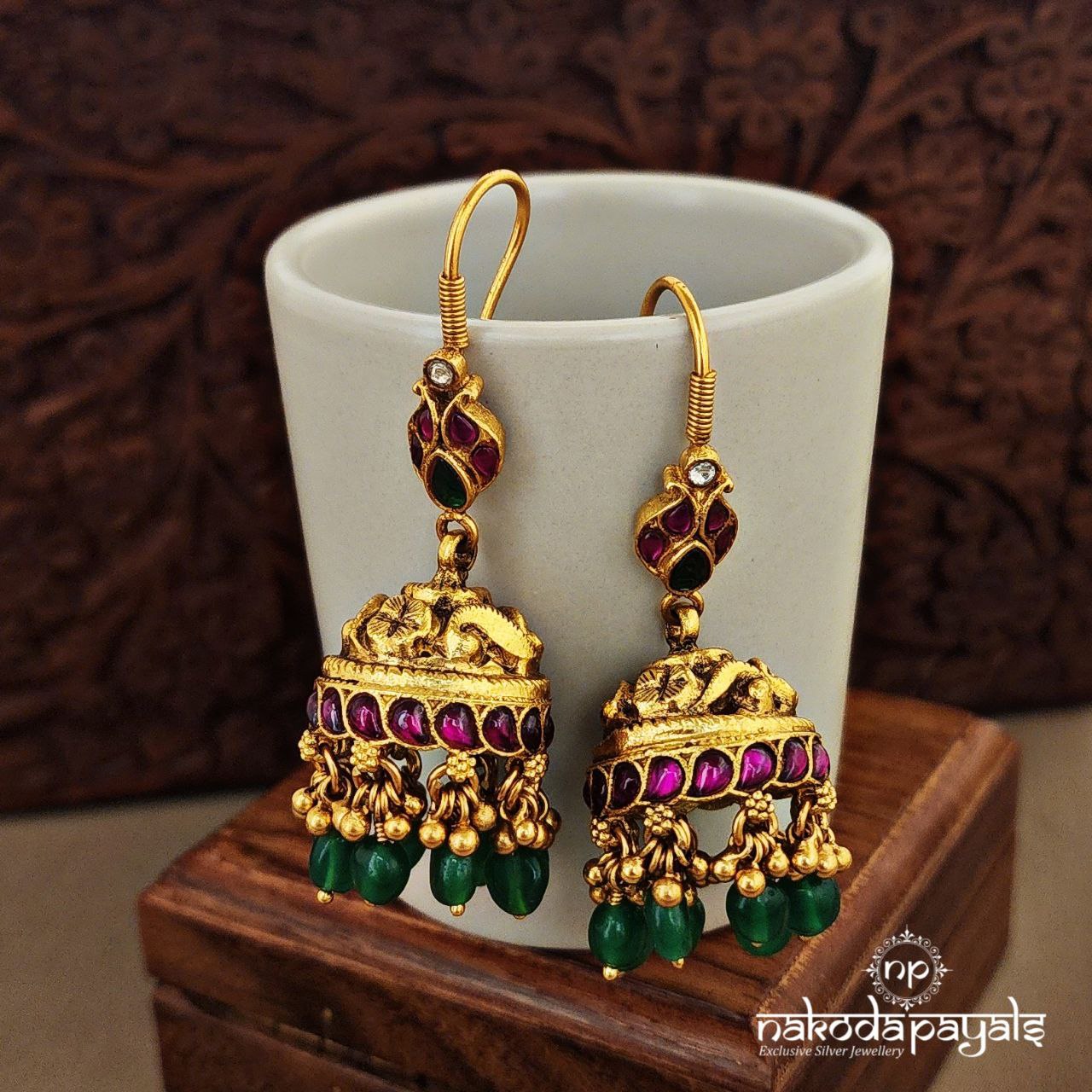 Gorgeous Rose Jhumka with Hangings (Ge7567)