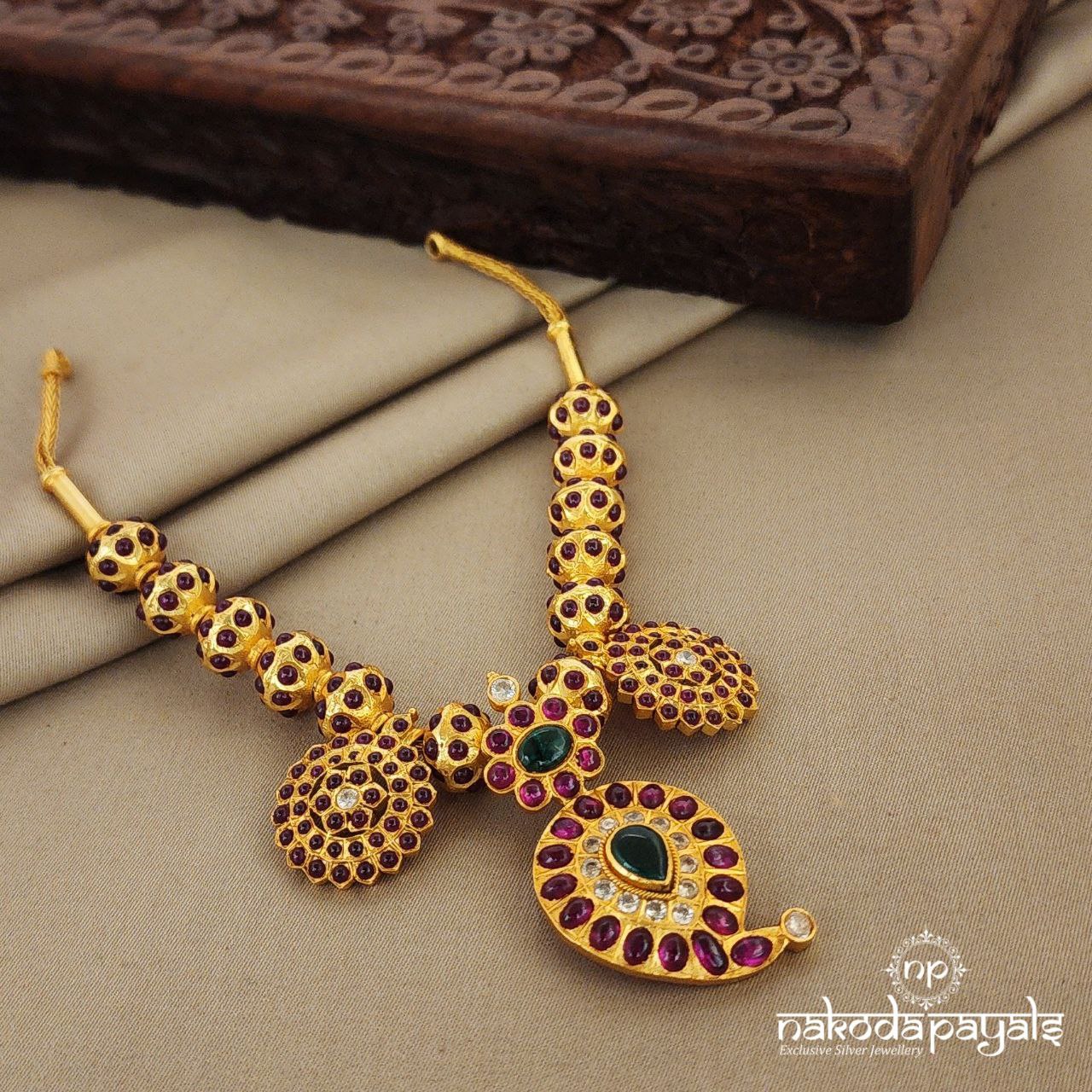 Mango With Floral Traditional Short Neckpiece (Gn7021)