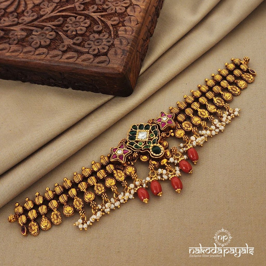 Coral Kundan Floral Choker (Gn7034)