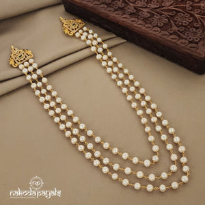 Pearled Triple layered Gorgeous Long Neckpiece (Gn7035)