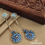 Blue Enamel Floral Chandbali (C7716)