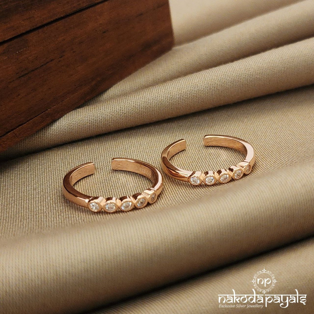 White Circular Rosegold Toe Ring (T4042)