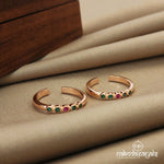 Pink & Green Circular Rosegold Toe Ring (T4044)