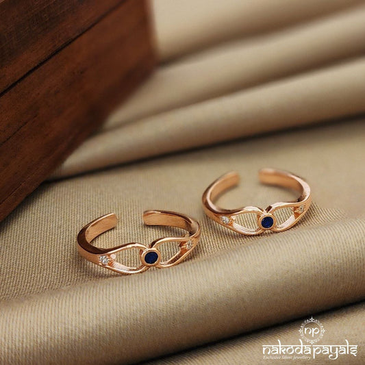 Blue Gorgeous Rosegold Toe Ring (T4047)