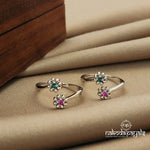 Pink & Green Floral Toe Ring (T4048)