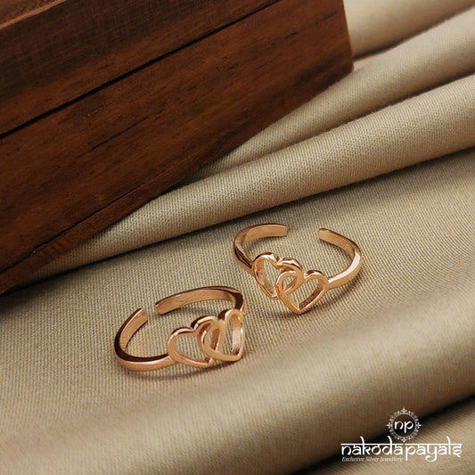 Duo Heart Rosegold Toe Ring (T4049)