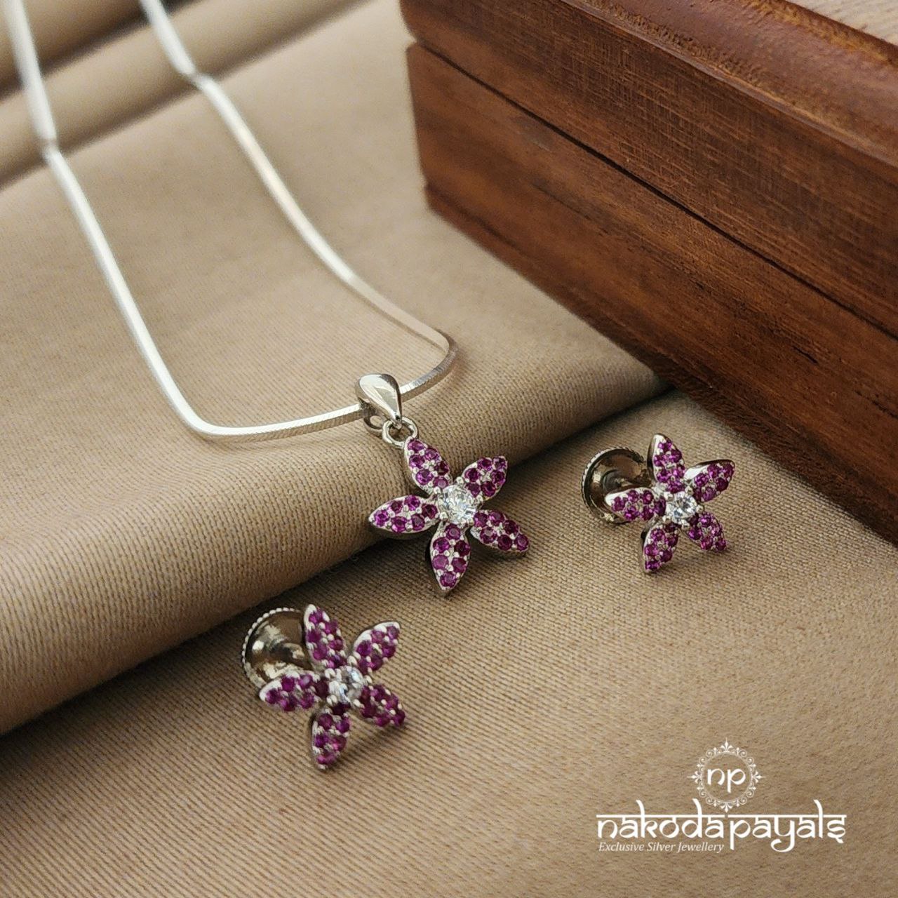 Pink Floral Pendant Set (St2531)