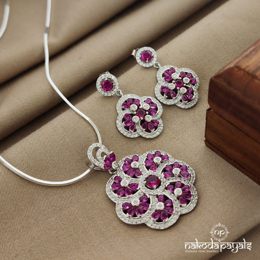 Pink Floral Pendant Set (St2542)