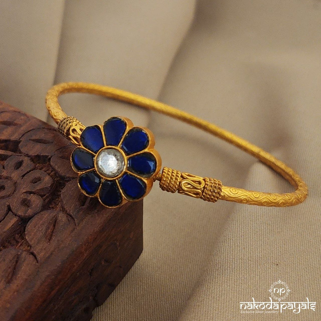 Blue Kundan Floral Openable Kada single (Gk2545)