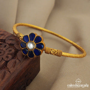 Blue Kundan Floral Openable Kada single (Gk2545)