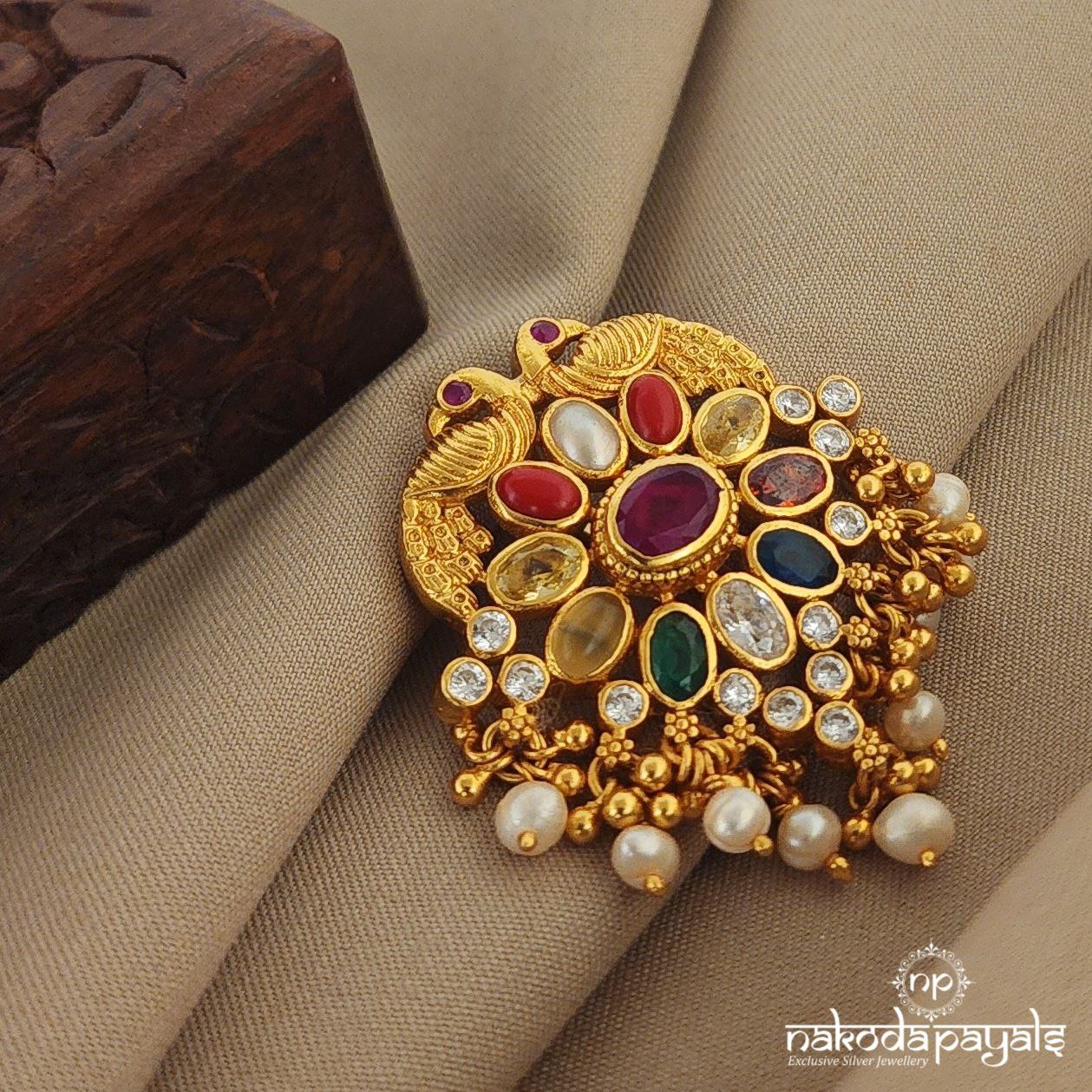 Peacock with Navarathna Floral Pendent (Gp1706)