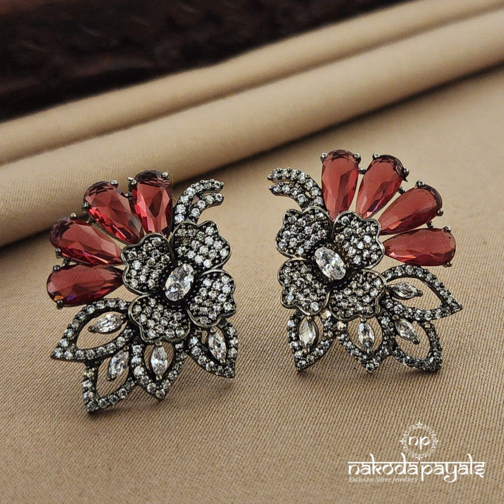 Red Floral Studs (S9122)