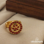 Coral Floral Adjustable Finger Ring (F2327)