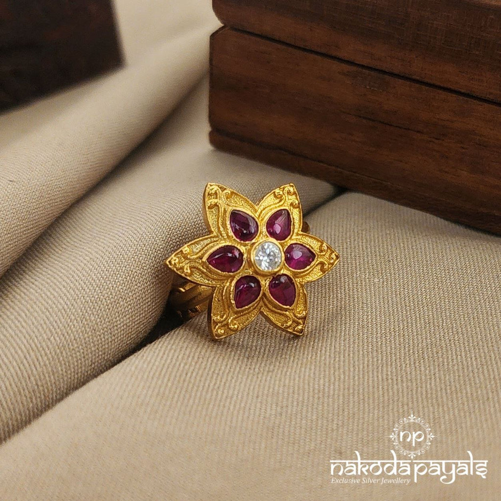 Floral Adjustable Finger Ring (F2328)