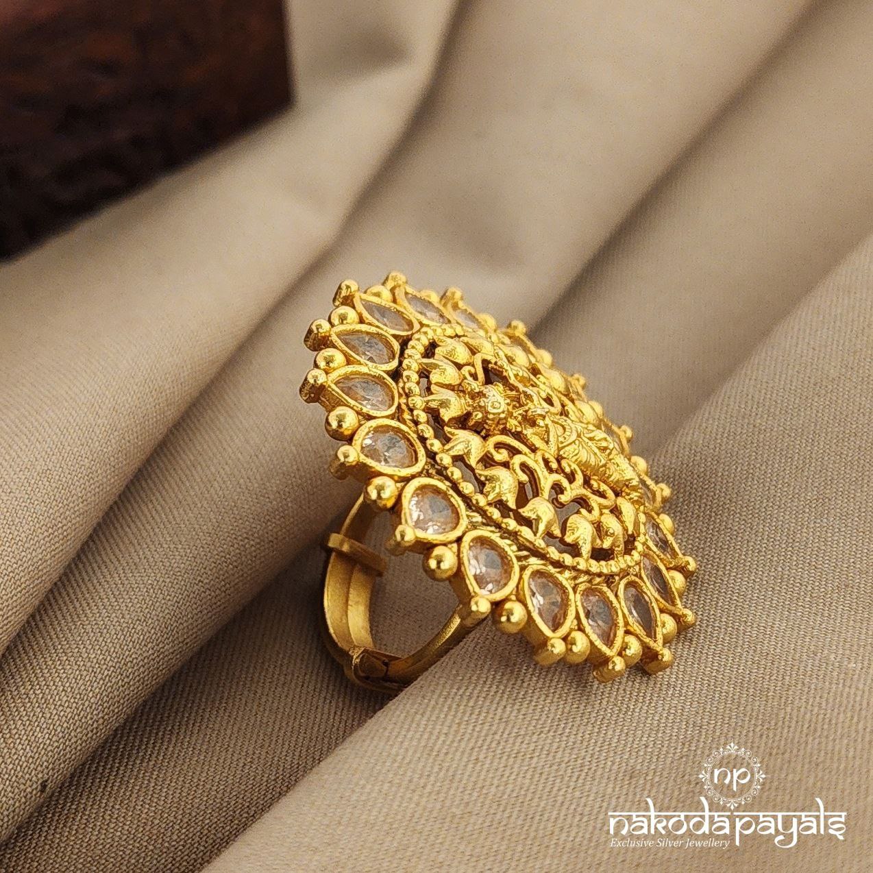 Circular Floral Krishna Adjustable Finger Ring (F2344)