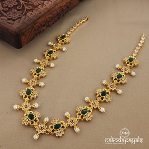 Green Floral Short Neckpiece (Gn7092)