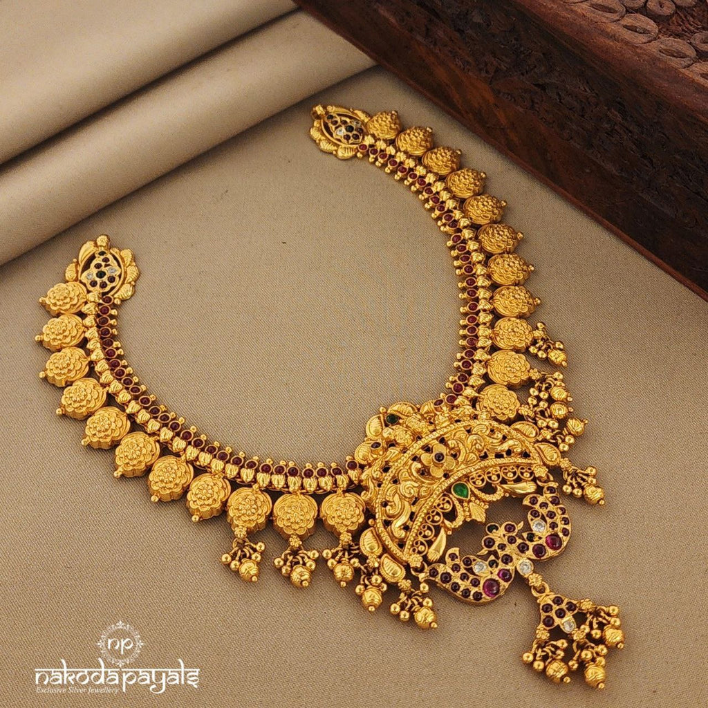 Gorgeous Peacock Traditional Short Neckpiece (Gn7094)