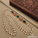 Emerald with Kundan Floral Mope Mala (Gn7141)