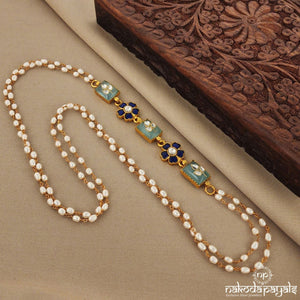 Amazonite Blue Kundan Floral Mope Mala (Gn7142)